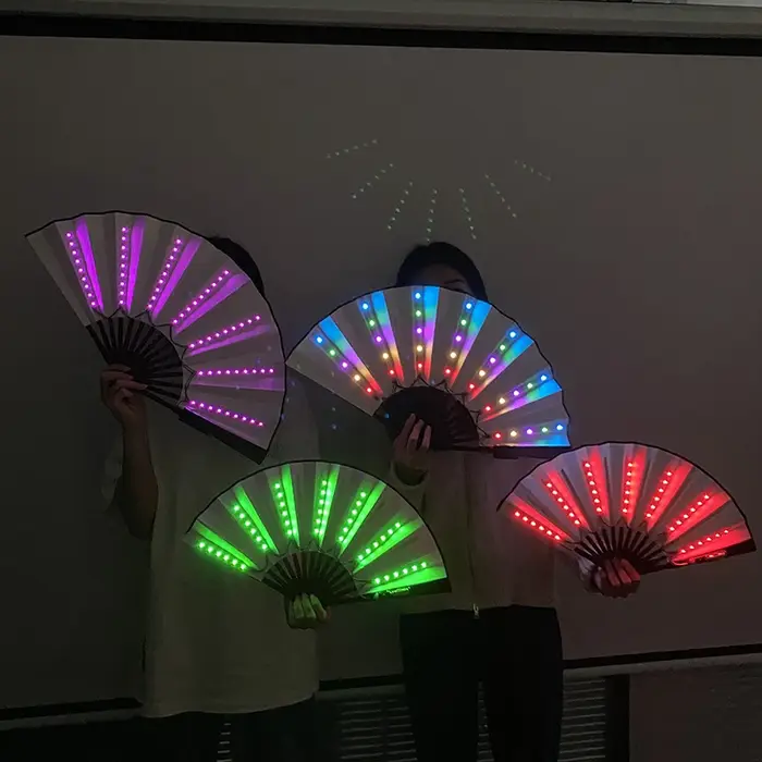 Éclairage de fête pour carnaval, ventilateur lumineux LED néon, ventilateur pliable lumineux, éventa