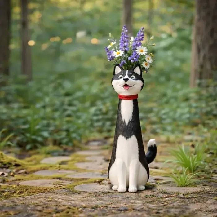 Figurine de chien, vase à fleurs en résine en forme de chien