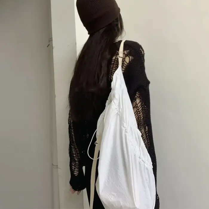 Karrram – pull gothique ajouré, surdimensionné, transparent, Streetwear, vêtements Grunge Y2k, print