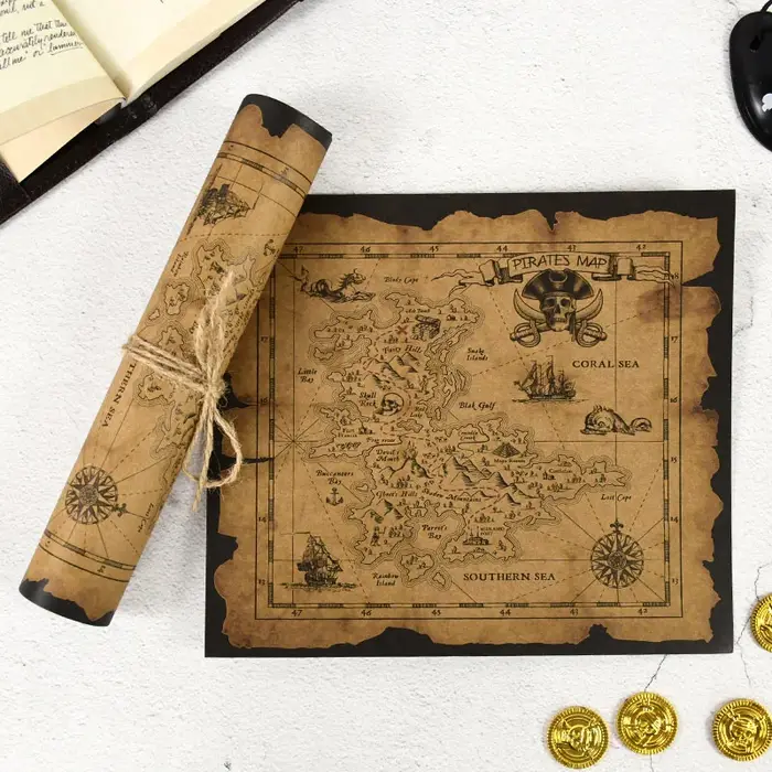 Carte de chasse au trésor d'aventure pirate