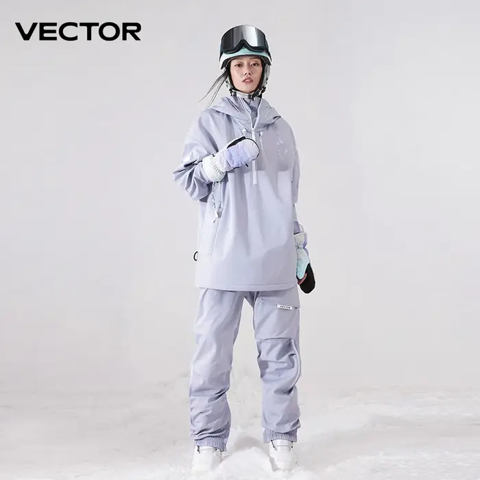 Veste de Ski de couleur unie pour hommes et femmes, pantalon de Ski chaud, coupe-vent, salopette d'h
