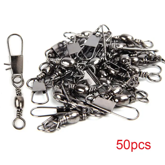 50pcs hiver produits de pêche sur glace pivotant connecteur de pêche broche roulement pivotant Snap 