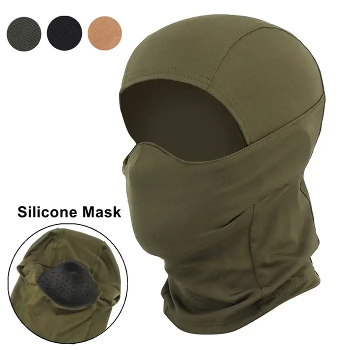 Tactical Mask Outdoor Balaclava Head Hood Silicone Half Face Windproof Headgear 