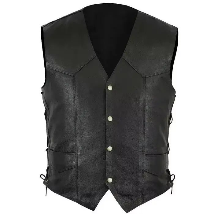 Veste en cuir rétro pour homme - haut sans manches - style disciplinaire - chevalier médiéval