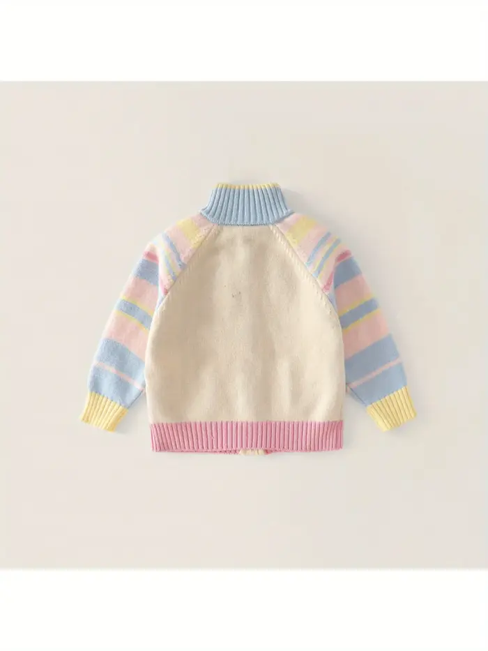 Cardigan tricoté pour enfants, veste à fermeture éclair, Style dessin animé, veste brodée pour fille