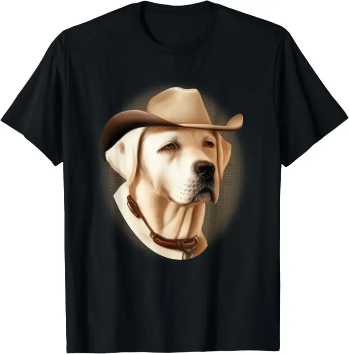 T-shirt de cow-boy Sherif pour chien de labrador retriever, blanc, humoristique