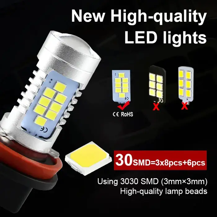 Feu antibrouillard LED Blub H11 H8, 2 pièces, pour Ford Mondeo MK4 MK5 c-max Transit Connect Flex Fu