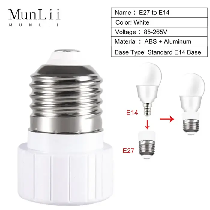 MunLii – douille d'ampoule E27 à E14, convertisseur 86 ~ 265V, adaptateur de lumière, Conversion, ig