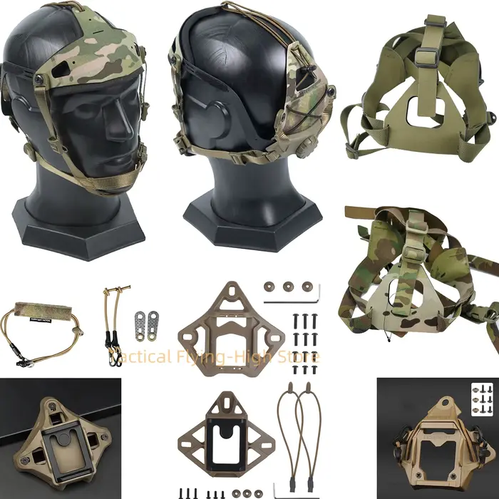Support tête pour caméra sportive et vision nocturne - Harnais NVG avec fixation casque et chapeau
