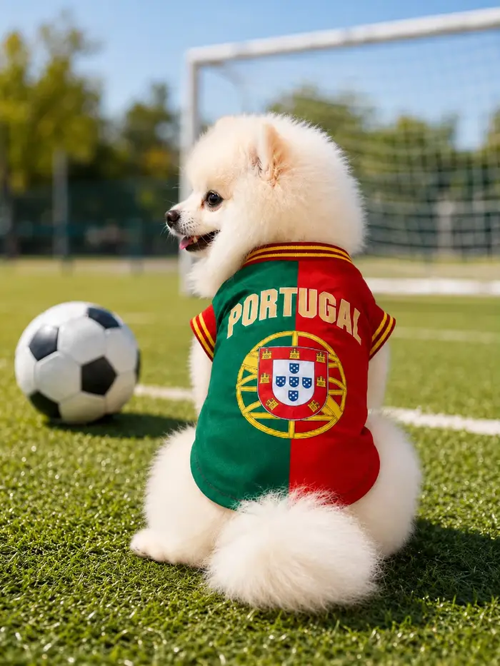 Maillot de sport pour chien Portugal, T-shirt respirant en maille pour chiot, gilet d'été style foot