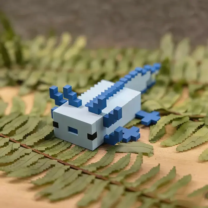 Mineworld Axolotl Figurine d'action pixelisée imprimée en 3D, accessoire de jeu, modèle mignon, orne