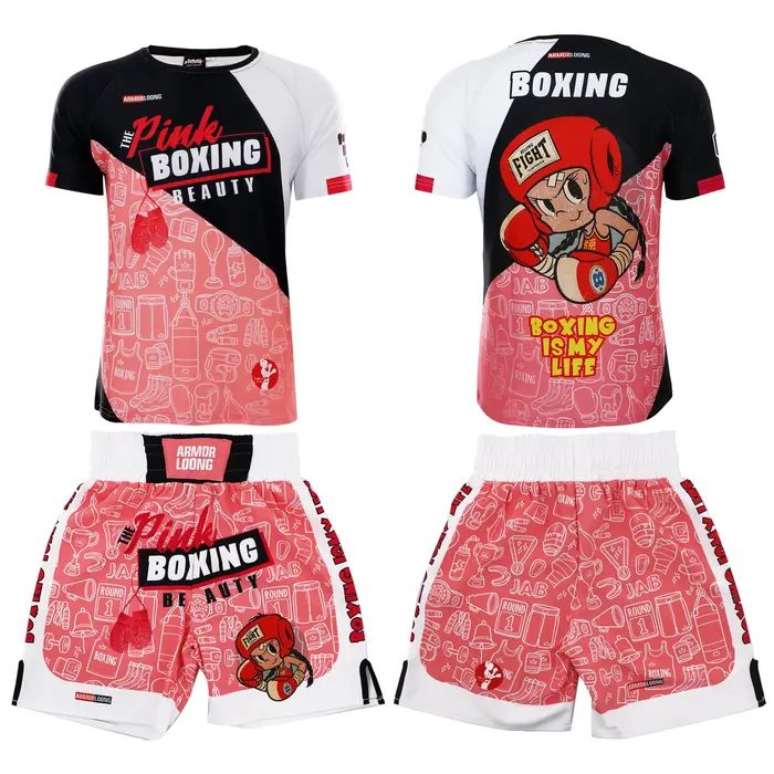 Ensemble d'entraînement de compétition de Muay Thai MMA - T-shirt à manches courtes et short pour le