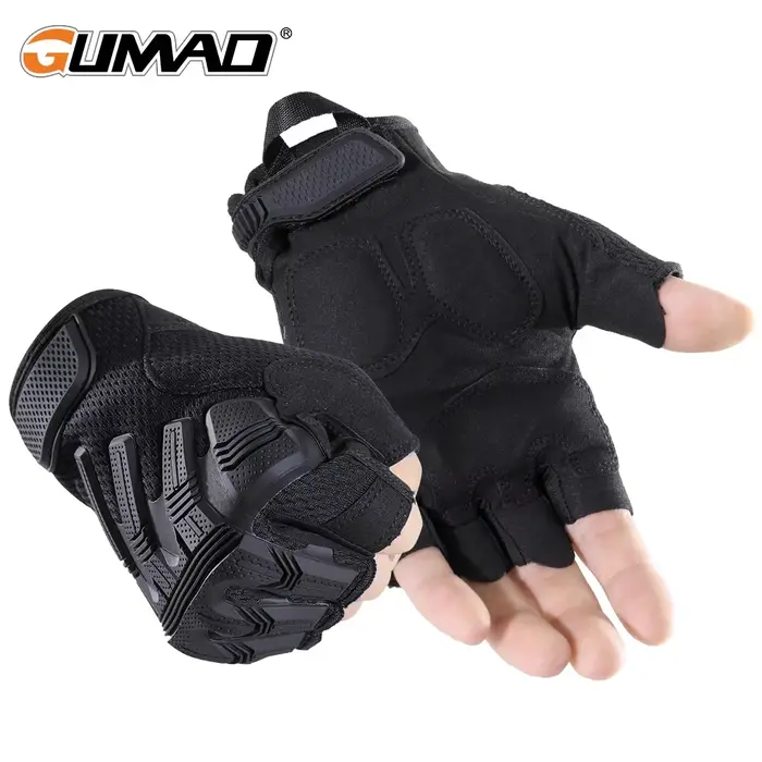 Gants mi-doigts tactiques outdoor anti-dérapants pour vélo randonnée escalade chasse paintball - Équipement protection