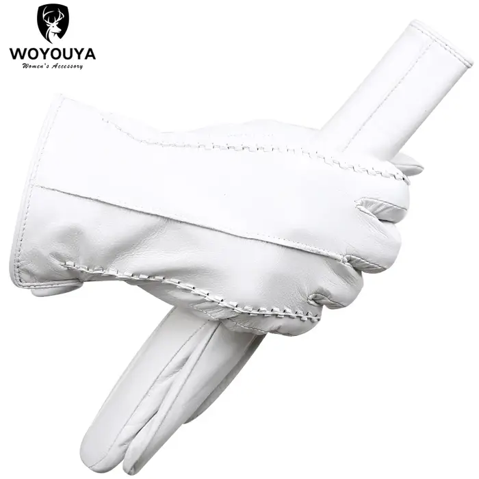 Gants en cuir blanc à la mode gants en cuir confortables femmes gants en cuir pour femmes de qualité