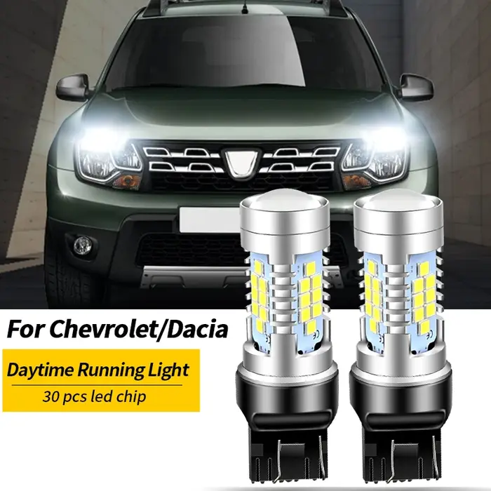 2 pièces LED feux diurnes DRL ampoule lampe Canbus W21/5W 7443 T20 pour Chevrolet Malibu Trax Dacia 