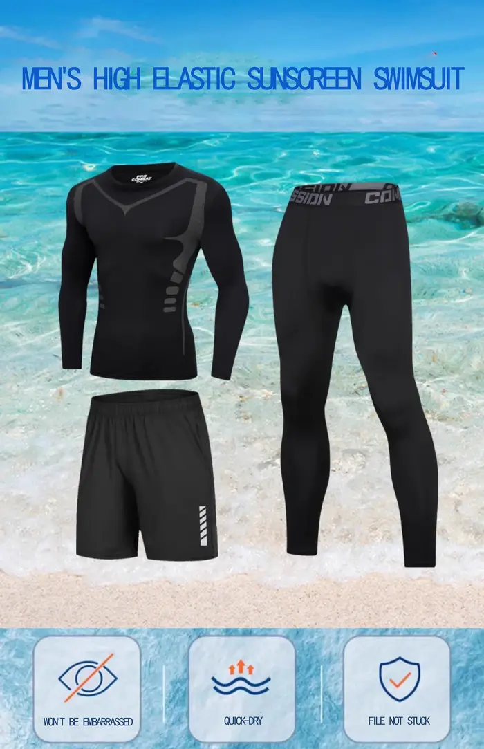 Maillot de bain pour hommes, protection solaire complète du corps, manches longues, pantalons à manc
