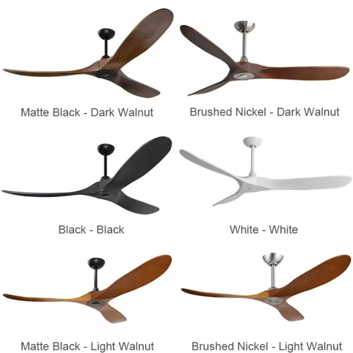 Ventilateur de plafond en bois de grande taille avec télécommande, lumières LED, moteur à courant co