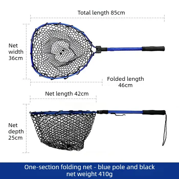 Épuisette de pêche pliable ultra-légère en alliage d'aluminium avec poignée télescopique et maille e