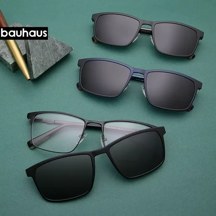 Lunettes à clip magnétique polarisées pour hommes lunettes carrées rétro cadre optique acier inoxydable blanc rouge noir occasions spéciales style rétro moderne