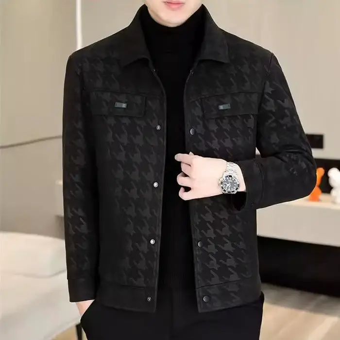 Nouvelle vente chaude mode veste en cuir marque imprimé affaires décontracté automne tendance hommes
