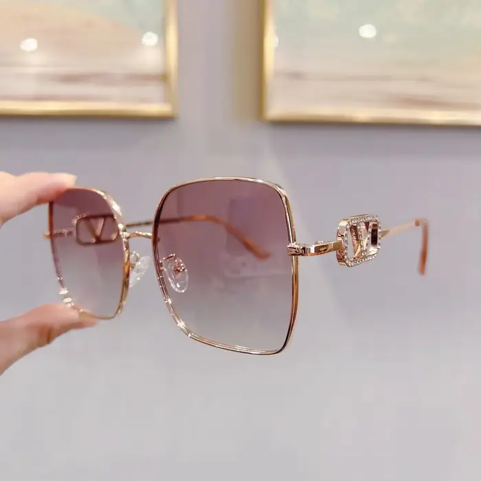 2025 nouvelle mode métal carré lunettes De soleil polarisées femmes luxe diamant UV400 lunettes De s
