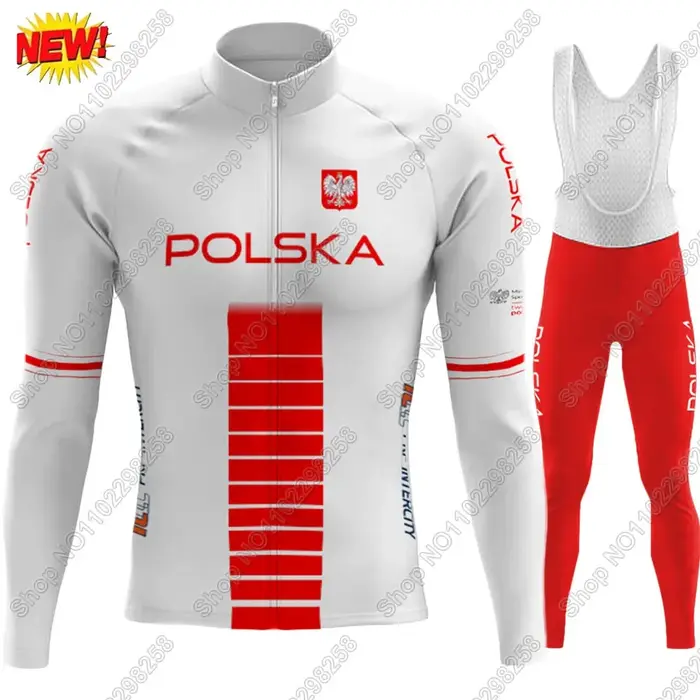 Polska équipe nationale 2025 maillot de cyclisme ensemble pologne hiver été vêtements costume hommes à manches longues vtt vélo route pantalon bavoir Ropa