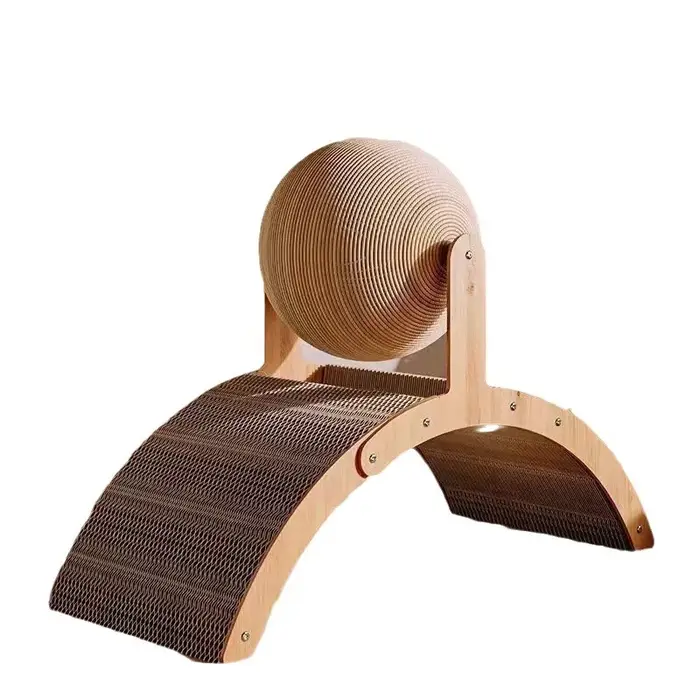 Balle à gratter pour chat 2 en 1 en bois, planche à gratter en sisal, jouet durable pour aiguiser le