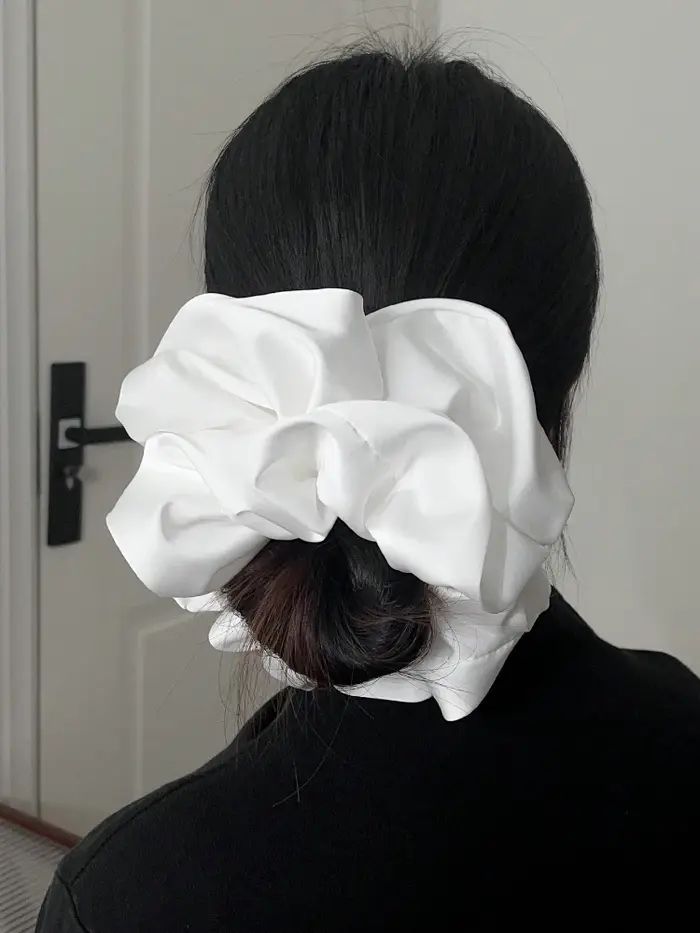 Chouchou en fausse soie Extra Large pour femmes, 1 pièce, pelucheux, haute élasticité, doux et soyeu