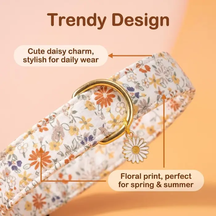 Collier en coton floral pour chien et chat confortable et élégant pour promenades et événements spéciaux