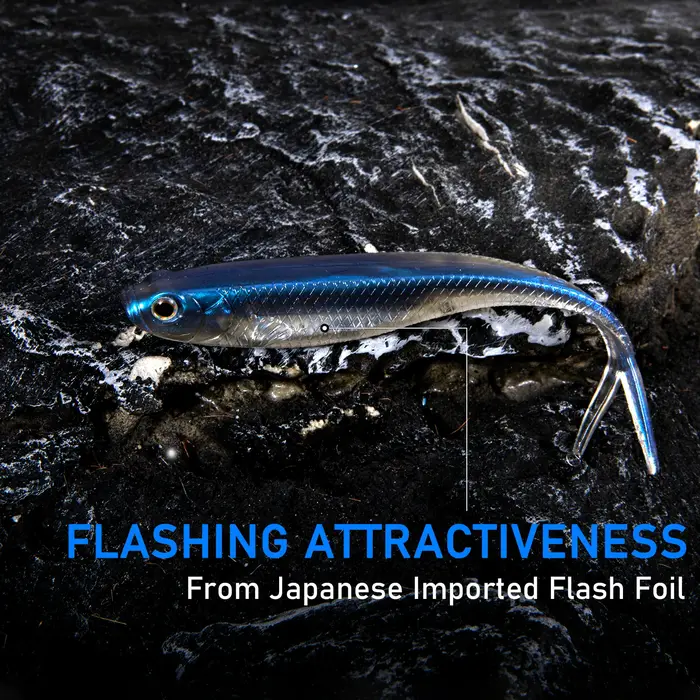 Dr.Fish 5/6 pièces pêche leurre souple en plastique fourchette d'eau salée queue goutte tir Silicone