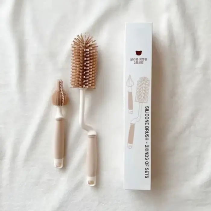 Coréen Ins nouveau-né bouteille mamelon brosse bébé spécial à Long manche brosse de nettoyage Silico