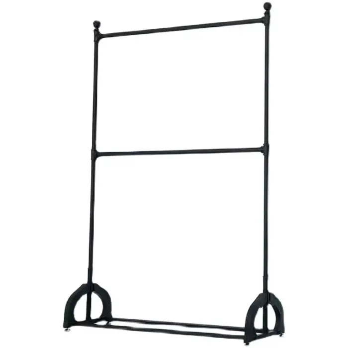Présentoir pour magasin de vêtements, modèle double couche, réglable et sur pied.