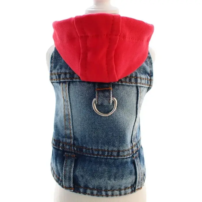 Veste en jean pour chien avec anneau en D, style cool, pour le printemps, légère et respirante, avec