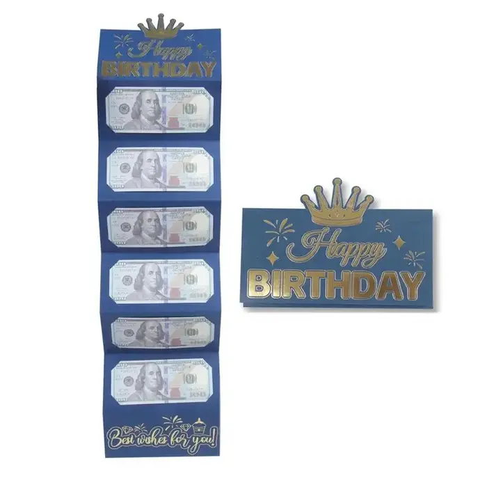Joyeux anniversaire enveloppe d'argent noir or Six emplacements d'argent bricolage porte-monnaie Sur