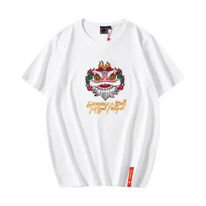 Tshirt brode lion homme en coton coupe oversize style hip hop pour l été et les occasions speciales