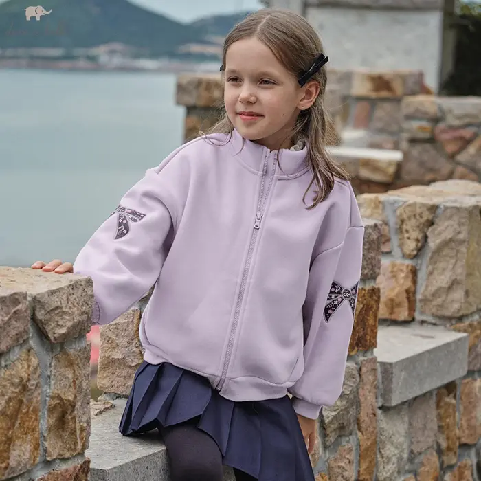 Dave Bella filles hiver automne tricoté velours épaissir veste manteau pour enfants décontracté vête
