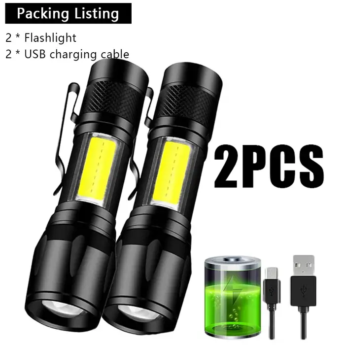 Mini lampe de poche LED Rechargeable COB + XPE, torche Portable, lanterne de Camping, lumière de mis