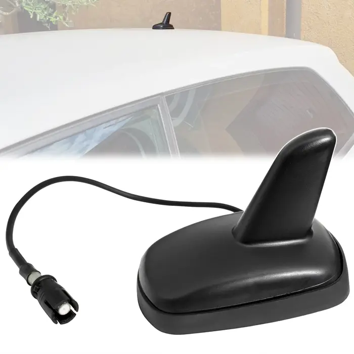 Antenne de toit de voiture à aileron de requin noir, Base aérienne indispensable AM FM avec prise po
