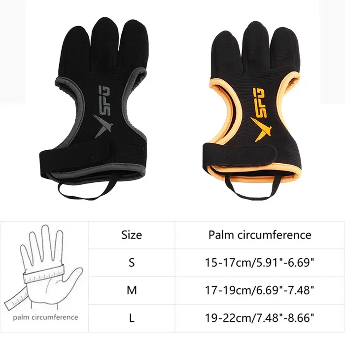 Gants d'archerie 3 doigts en cuir - Protection doigts chasse tir à l'arc antidérapant résistant