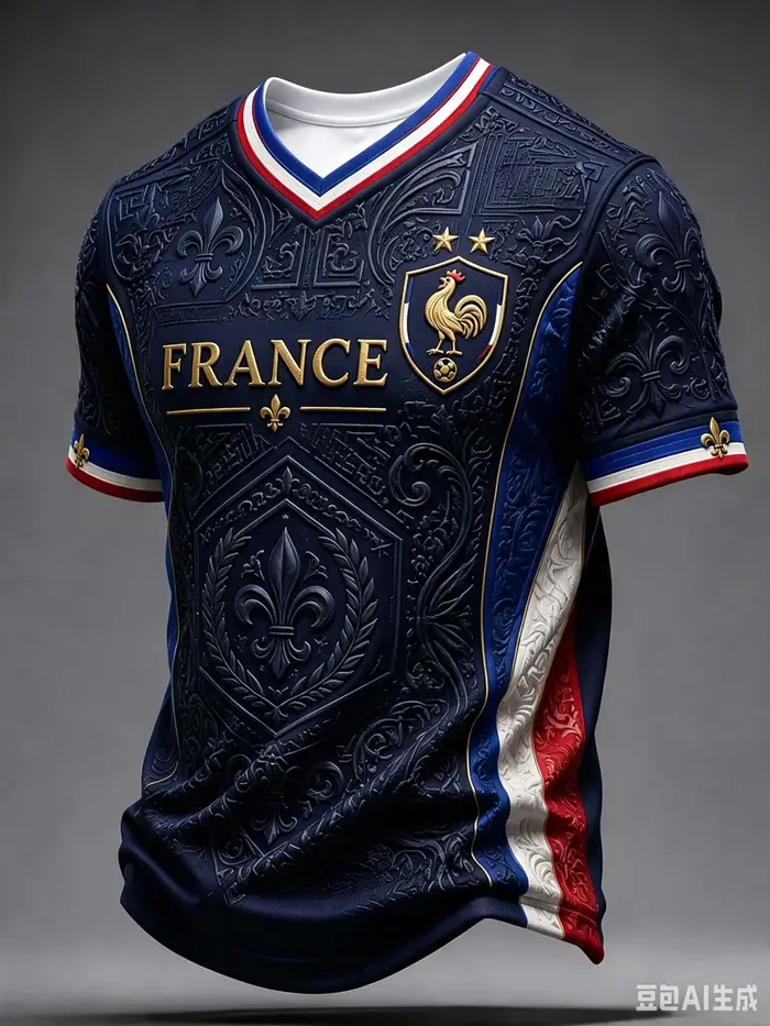 Maillot de football de l'équipe nationale de France, maillot de football rétro imprimé en 3D avec fl