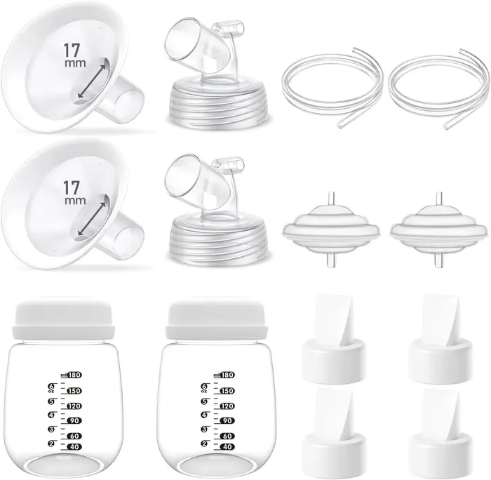 Pièces de tire-lait complètes avec brides ovales à jante souple et connecteur de Base à large bouche