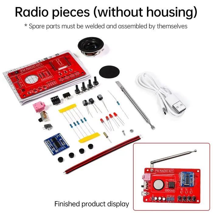 RDA5807 87-108 MHz Radio FM Kit de soudure radio bricolage adapté à l'enseignement scolaire et aux p