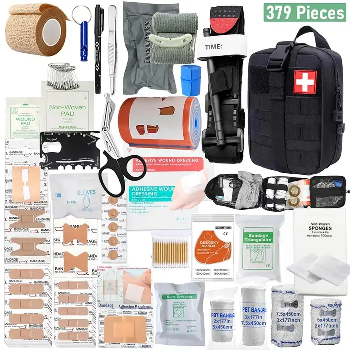 Trousse de premiers secours de 379 pièces, kit de survie IFAK, trousse médicale d'urgence pour voitu
