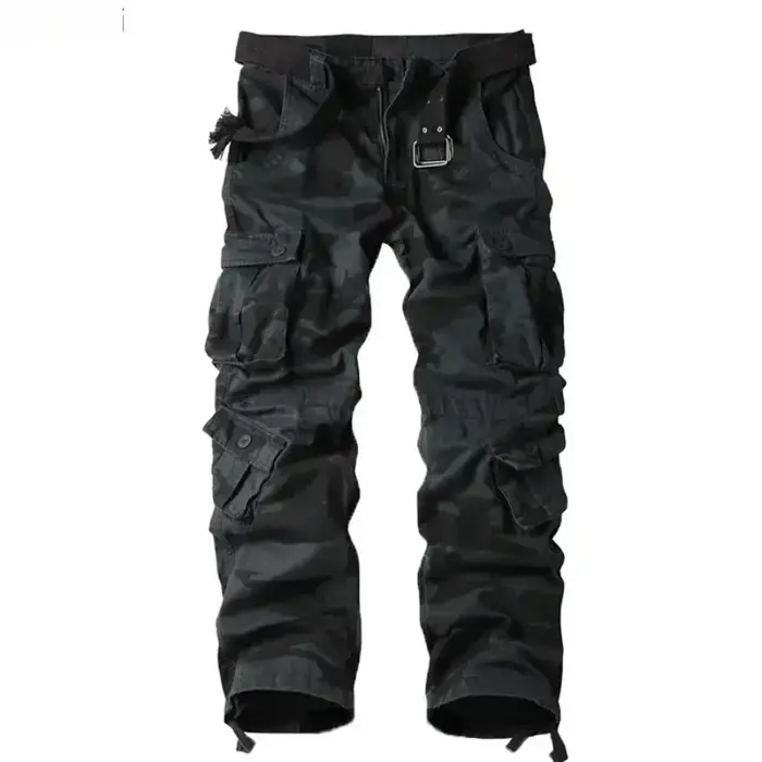 Pantalon cargo combat camouflage multi-poches coton loose pour chasse et outdoor casual