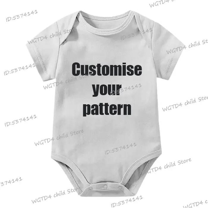 Personnalisez Votre Motif Logo Vêtements Nouveau-né Combinaison Bébé en Coton Doux Conception de Logo Personnalisée DIY Combinaisons Bébé Garçon Fille Respectueuses de la Peau