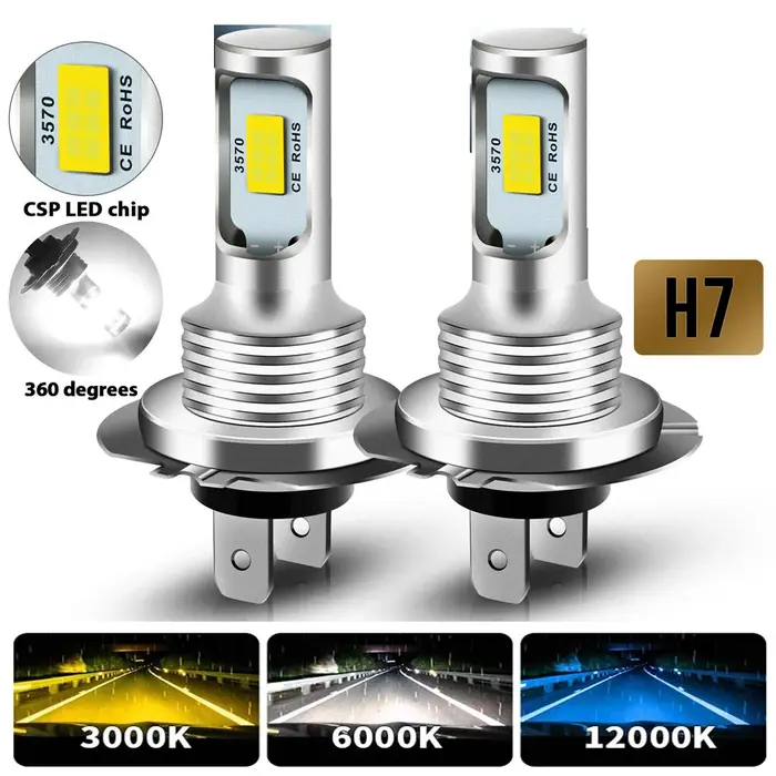 Ampoules LED H7 H1 H8 H9 H11 9005 9006, 2 pièces, HB3 HB4 CSP, phare Super lumineux, lampe DRL 6000K
