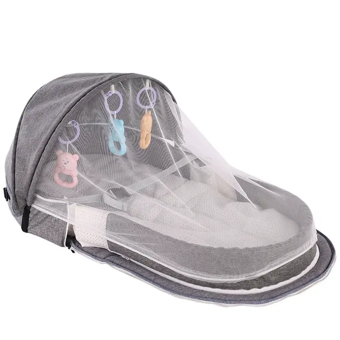 Lit Pliable et Portable pour Bébé, Couffin avec Filet et et Auvent, Nid pour le Camping