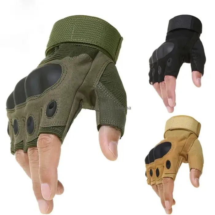 Gants tactiques demi-doigts paintball airsoft combat anti-dérapants vélo doigts complets protection