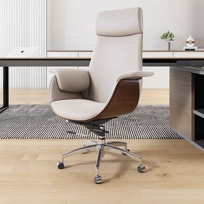 Chaise de bureau en cuir italien Support inclinable exécutif chaise de bureau blanche Mobile design 