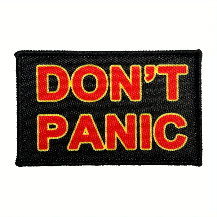 Patch NON'T PANIC en polyester avec support crochet et boucle pour vêtements et accessoires occaions spéciales création personnelle résistance design rétro
